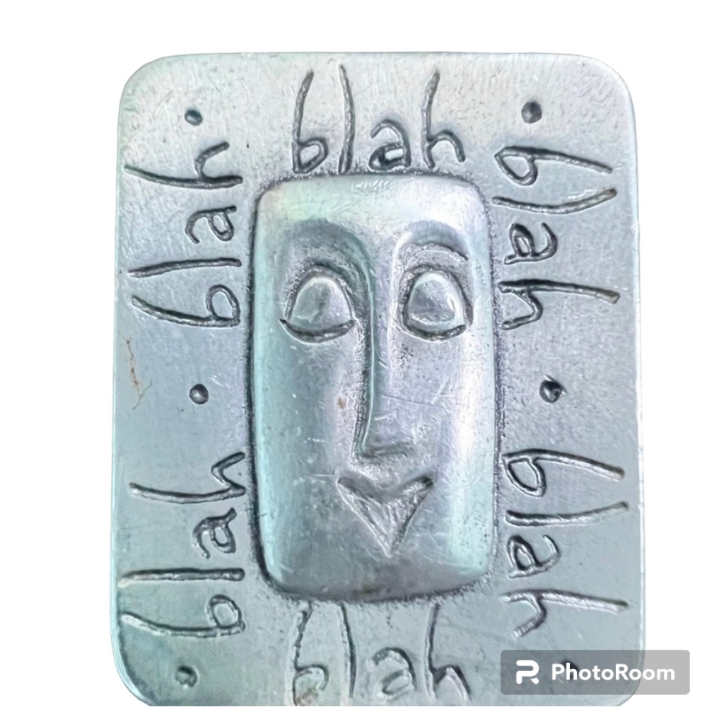 Vintage Pewter Brooch  “Blah Blah Blah” Sarcasm Pin